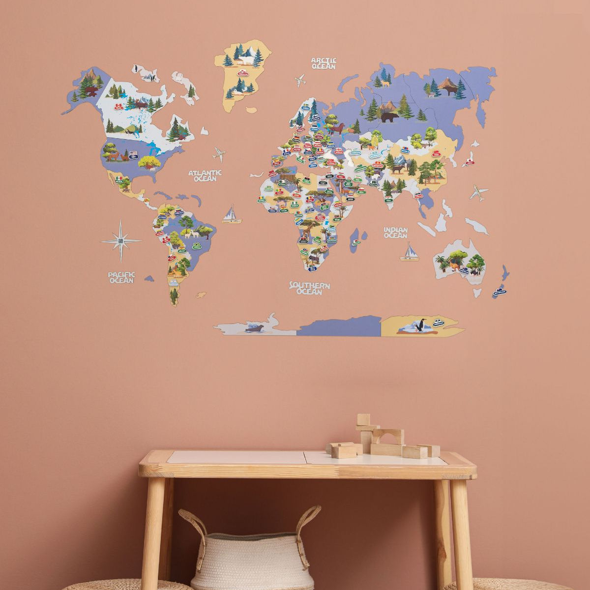 Kinder-Weltkarte Indigo