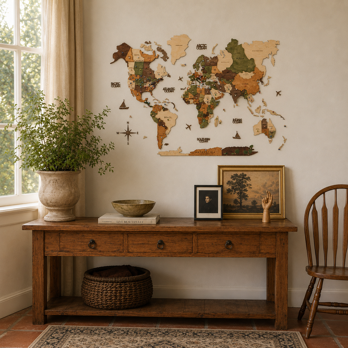 3D Weltkarte aus Holz Natural von Enjoy The Wood