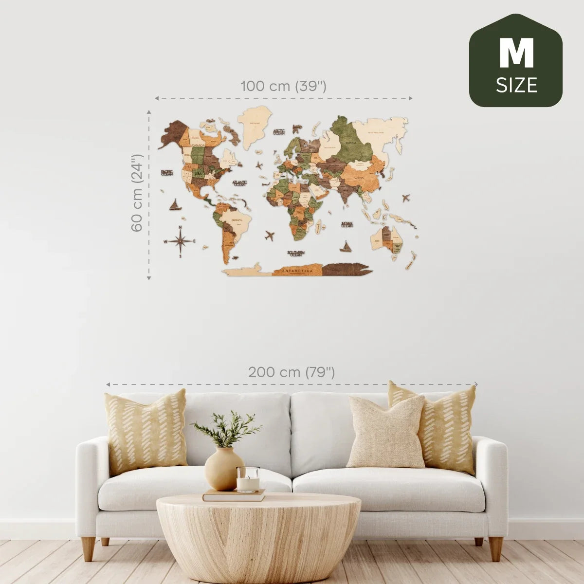 3D Weltkarte aus Holz Natural von Enjoy The Wood