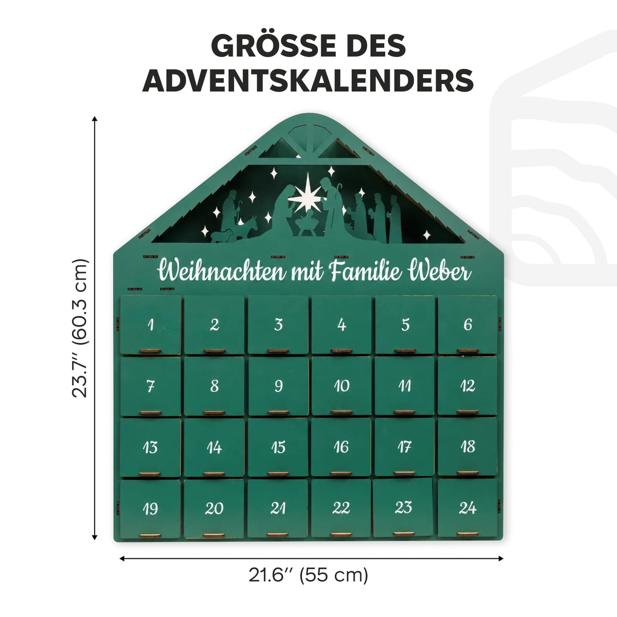 Adventskalender zum Befüllen - Grün