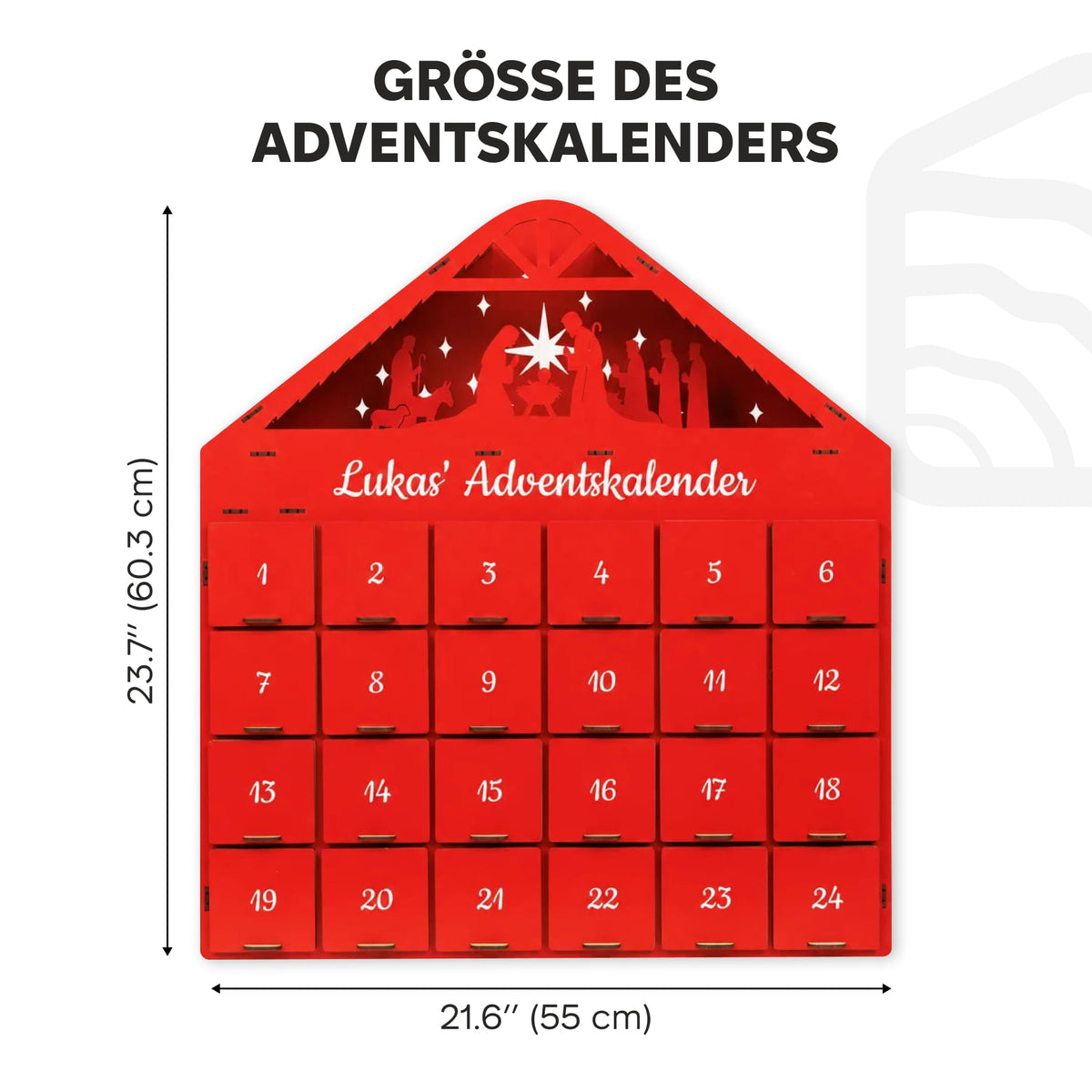 Adventskalender zum Befüllen - Rot