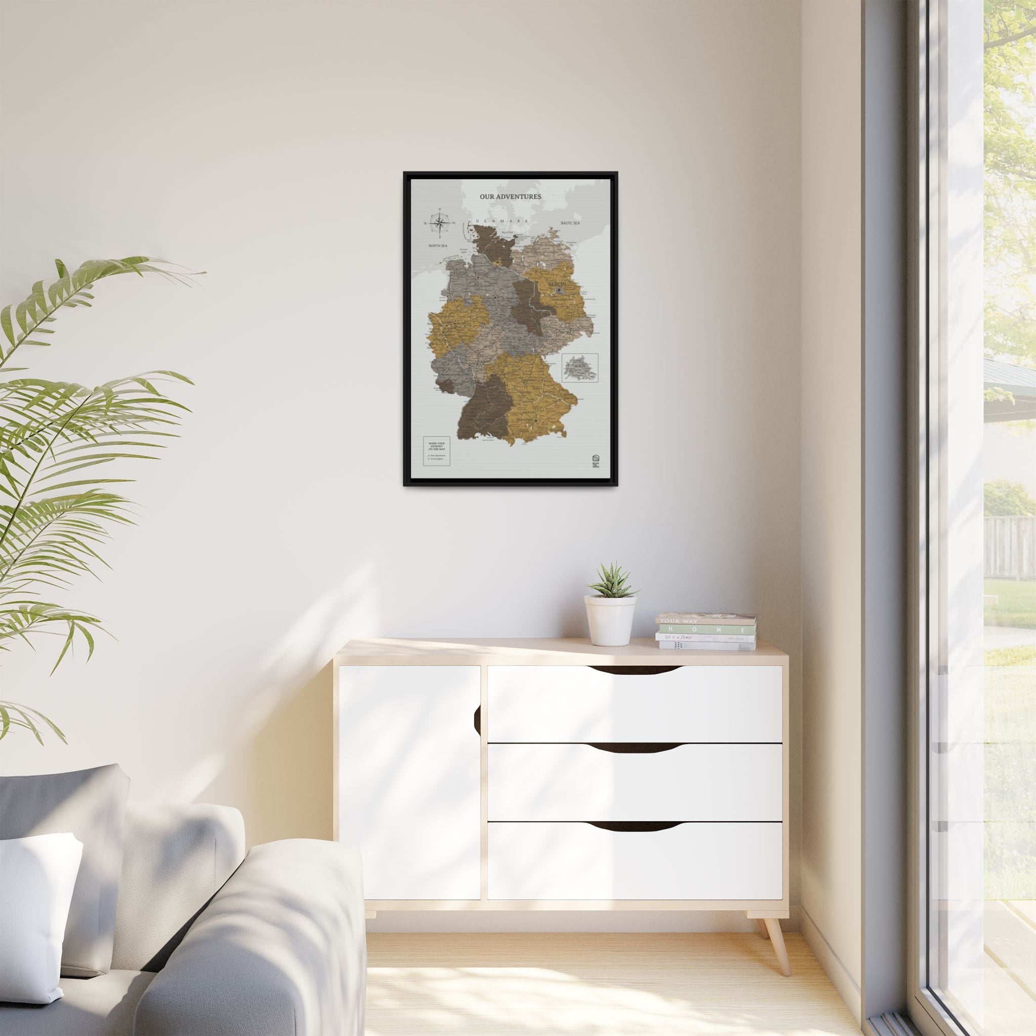 Wooden Map of Germany on Canvas - Desert