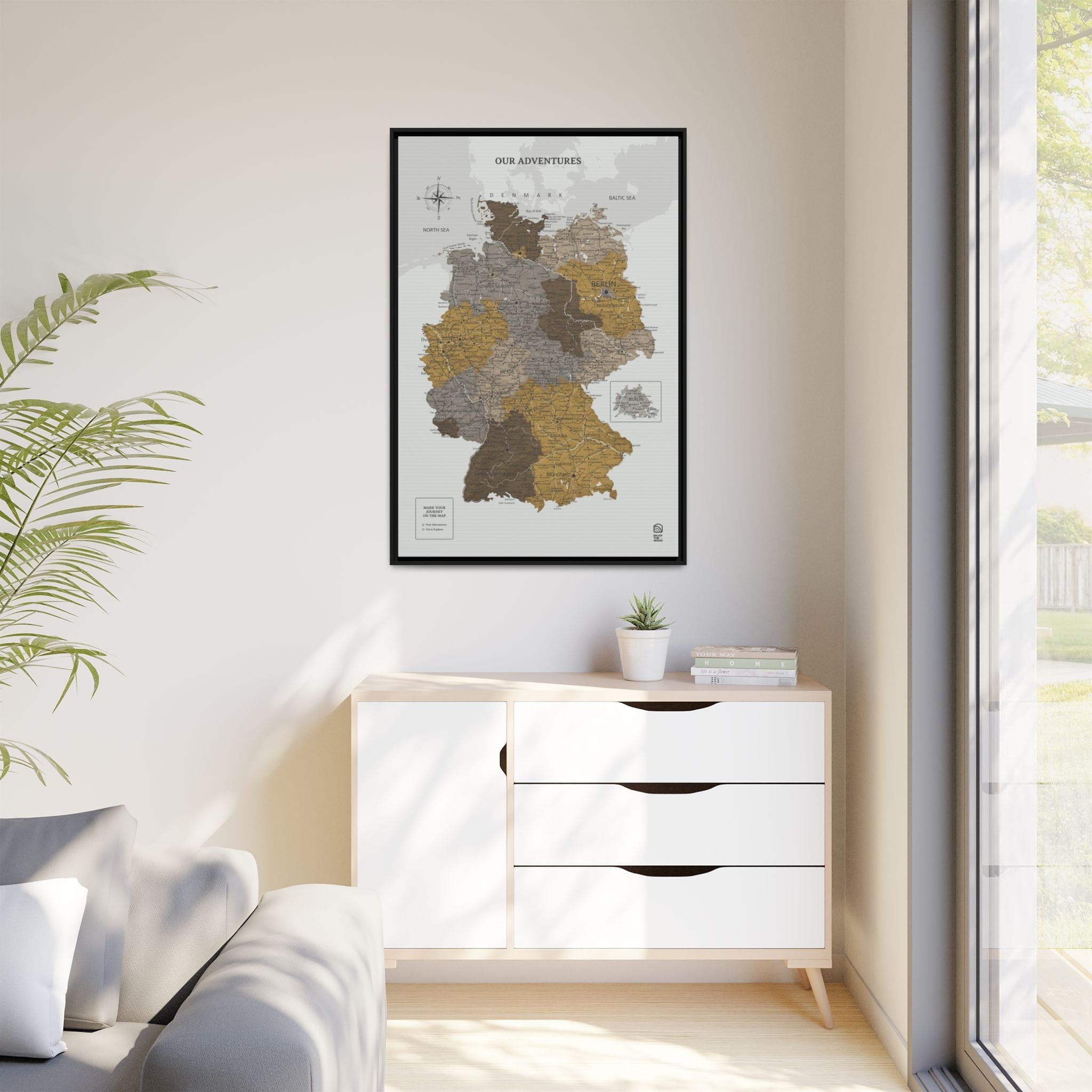Wooden Map of Germany on Canvas - Desert