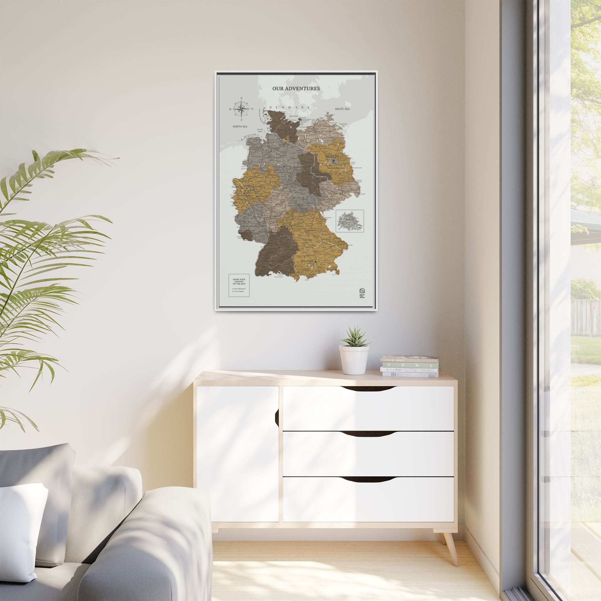 Wooden Map of Germany on Canvas - Desert