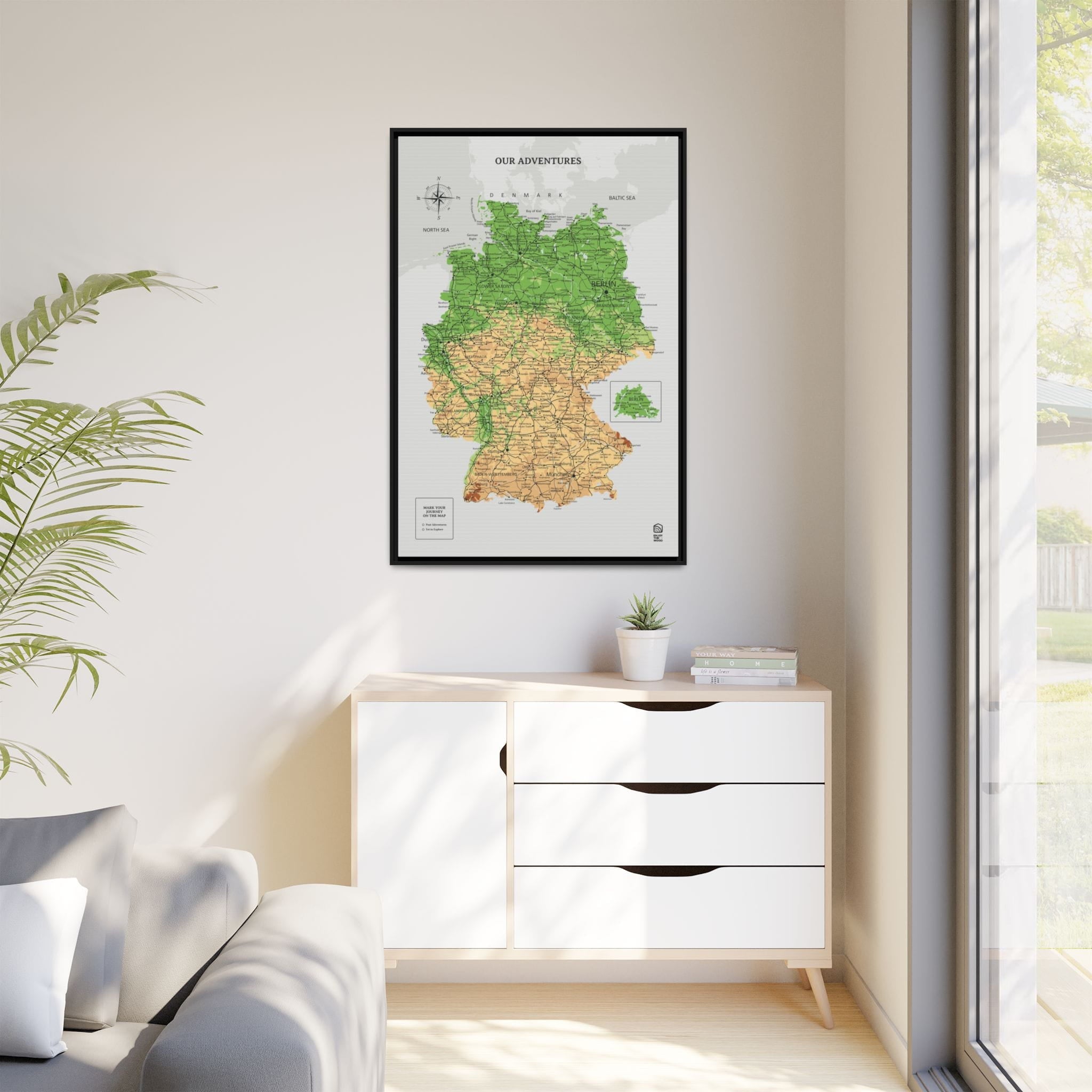 Wooden map of Germany on canvas - Physical