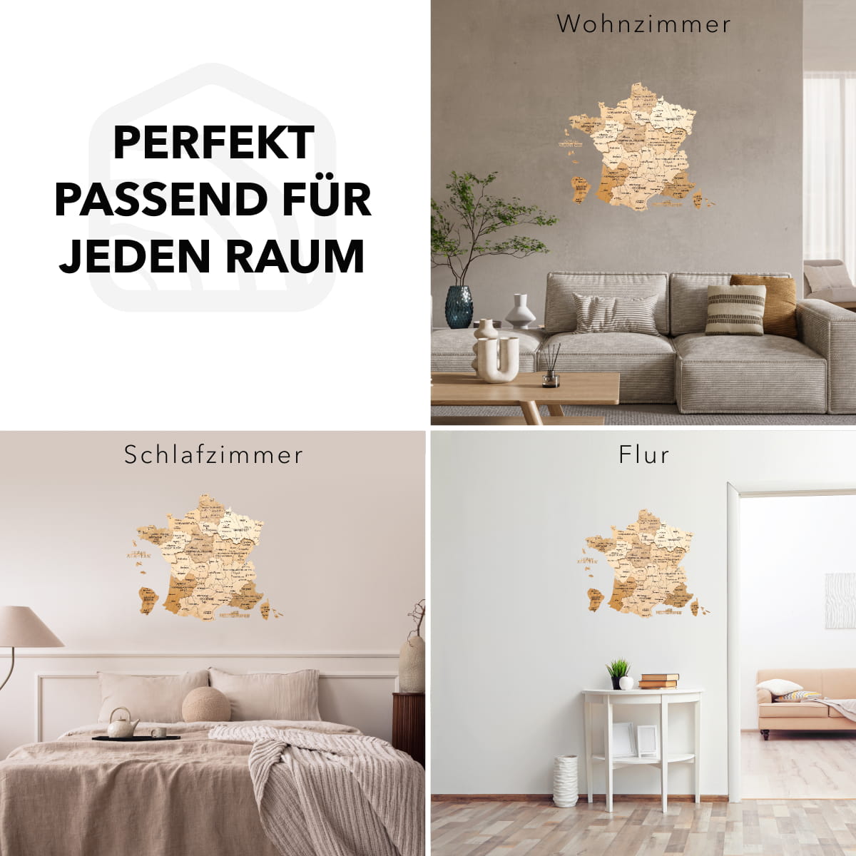 Holzkarte Frankreich – Gold