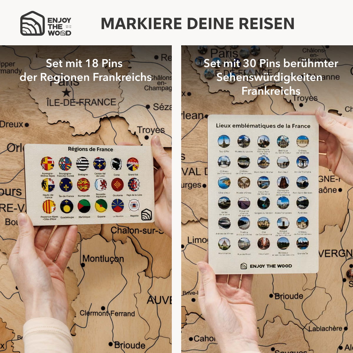 Holzkarte Frankreich – Gold