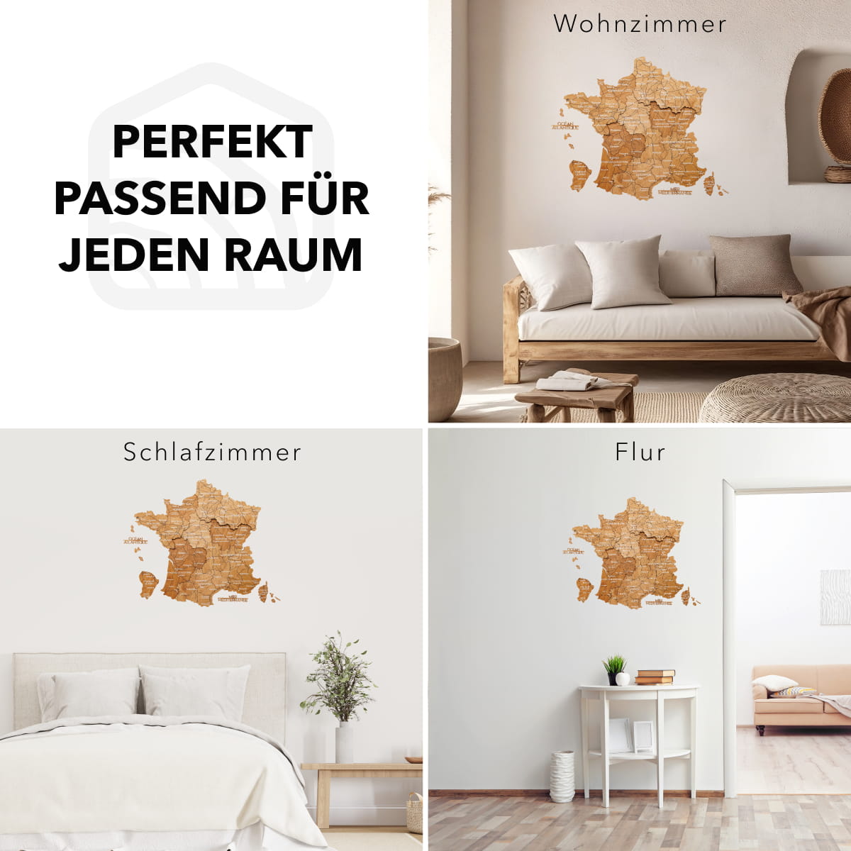 Holzkarte Frankreich – Eiche