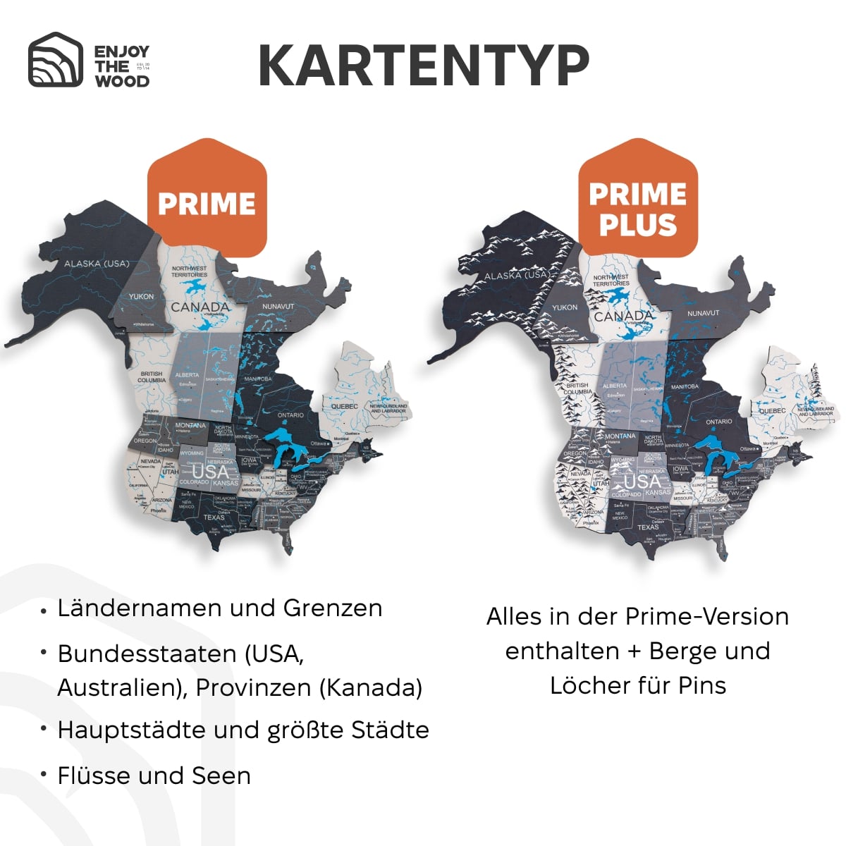 3D LED / Luminous Wooden World Map 2.0 – Nordic