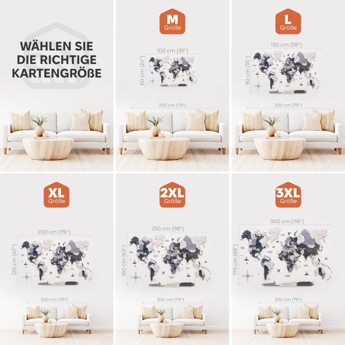 3D LED / Luminous Wooden World Map 2.0 – Nordic