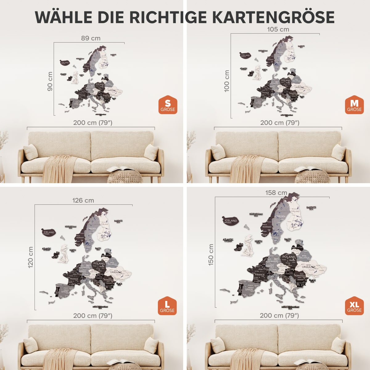 Europa Holzkarte Nordik