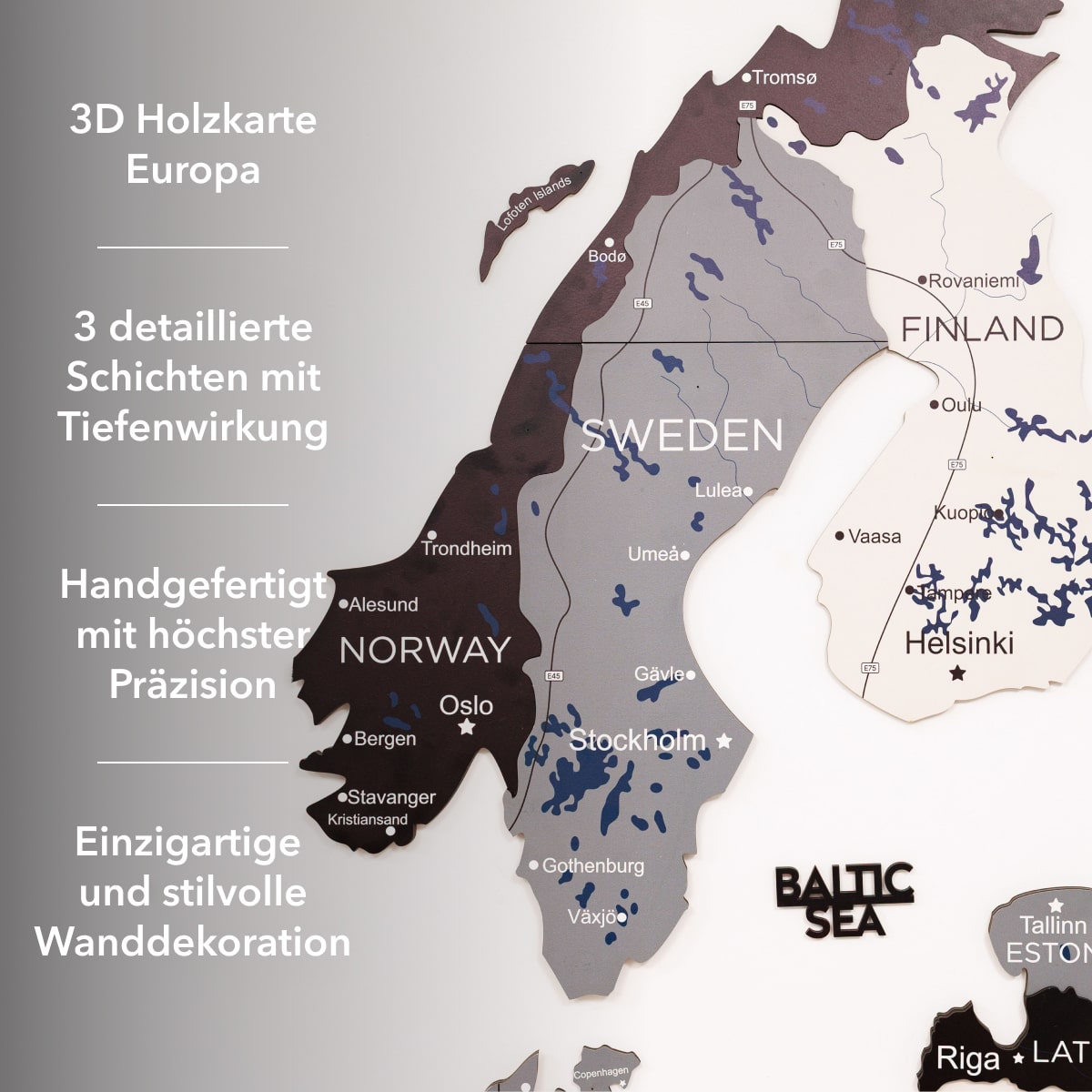 Europa Holzkarte Nordik