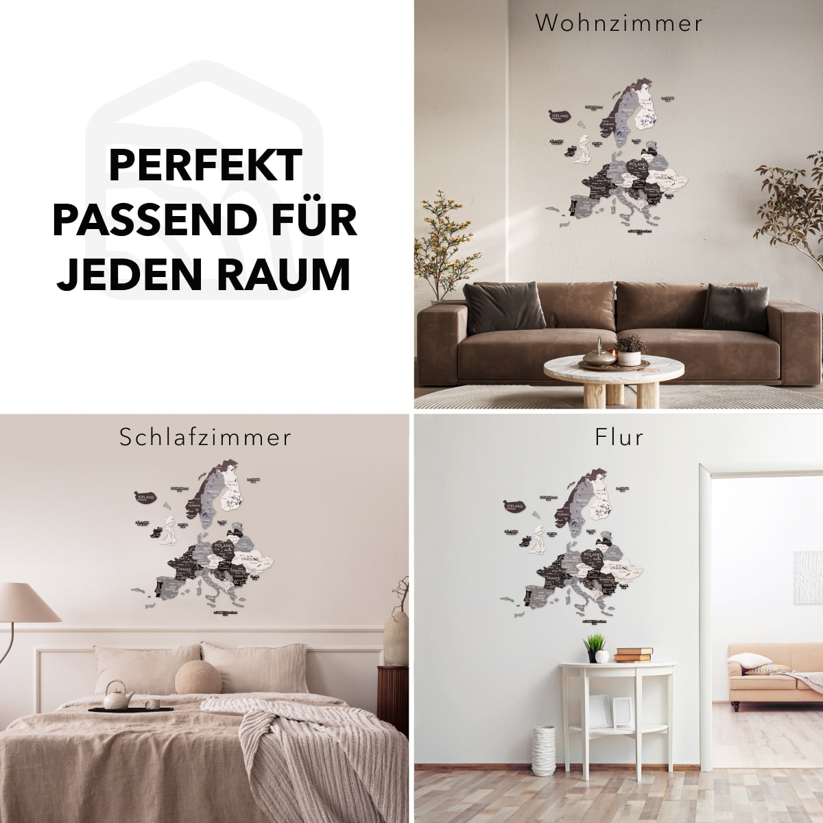 Europa Holzkarte Nordik