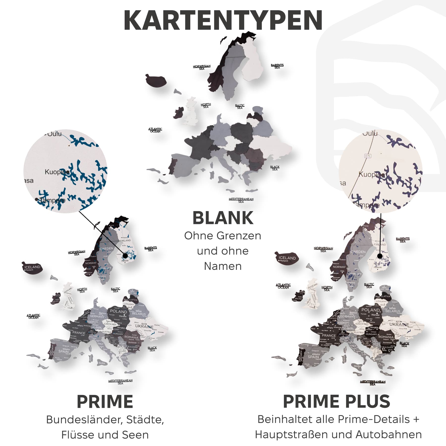Europa Holzkarte Nordik