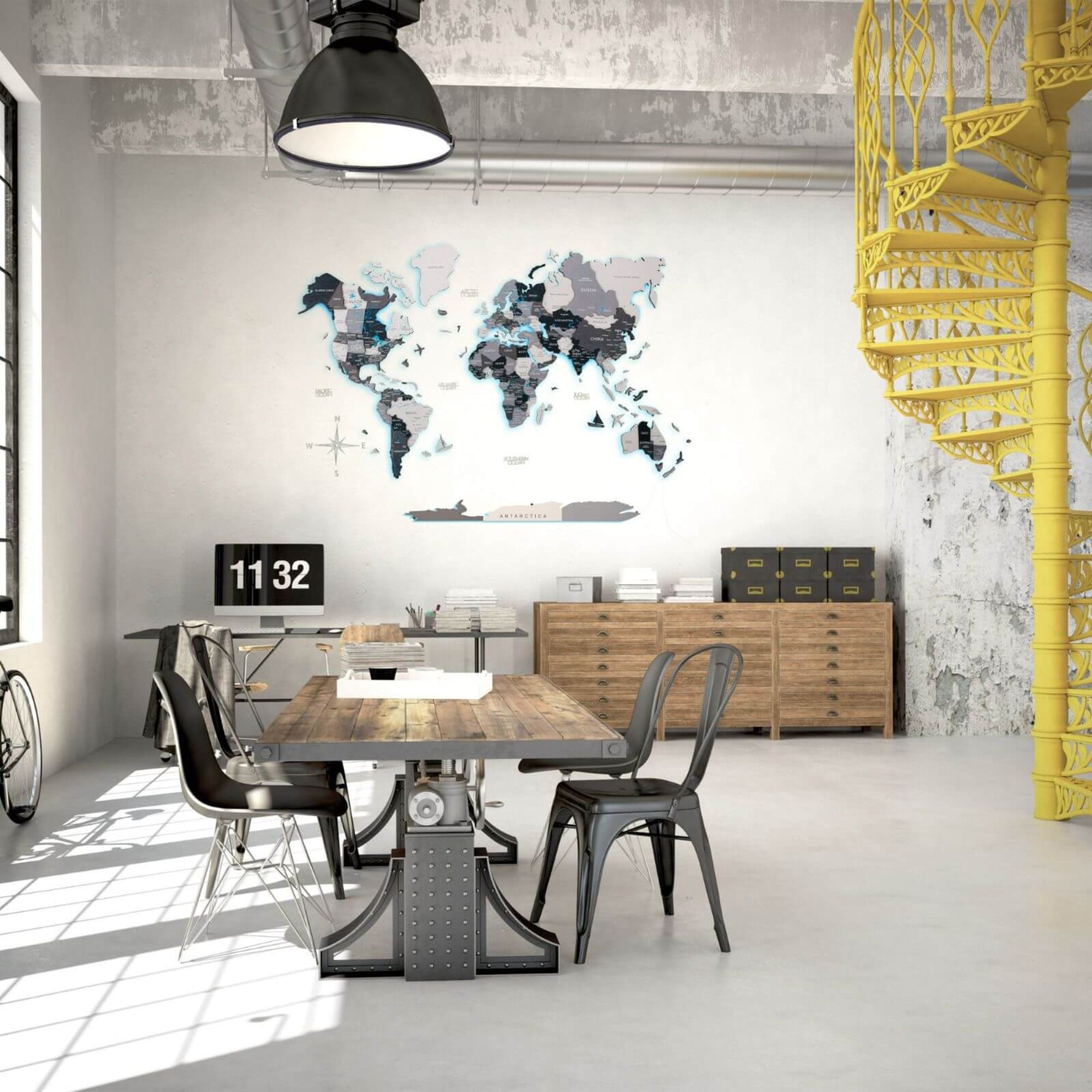 LED Holz Weltkarte Nordik