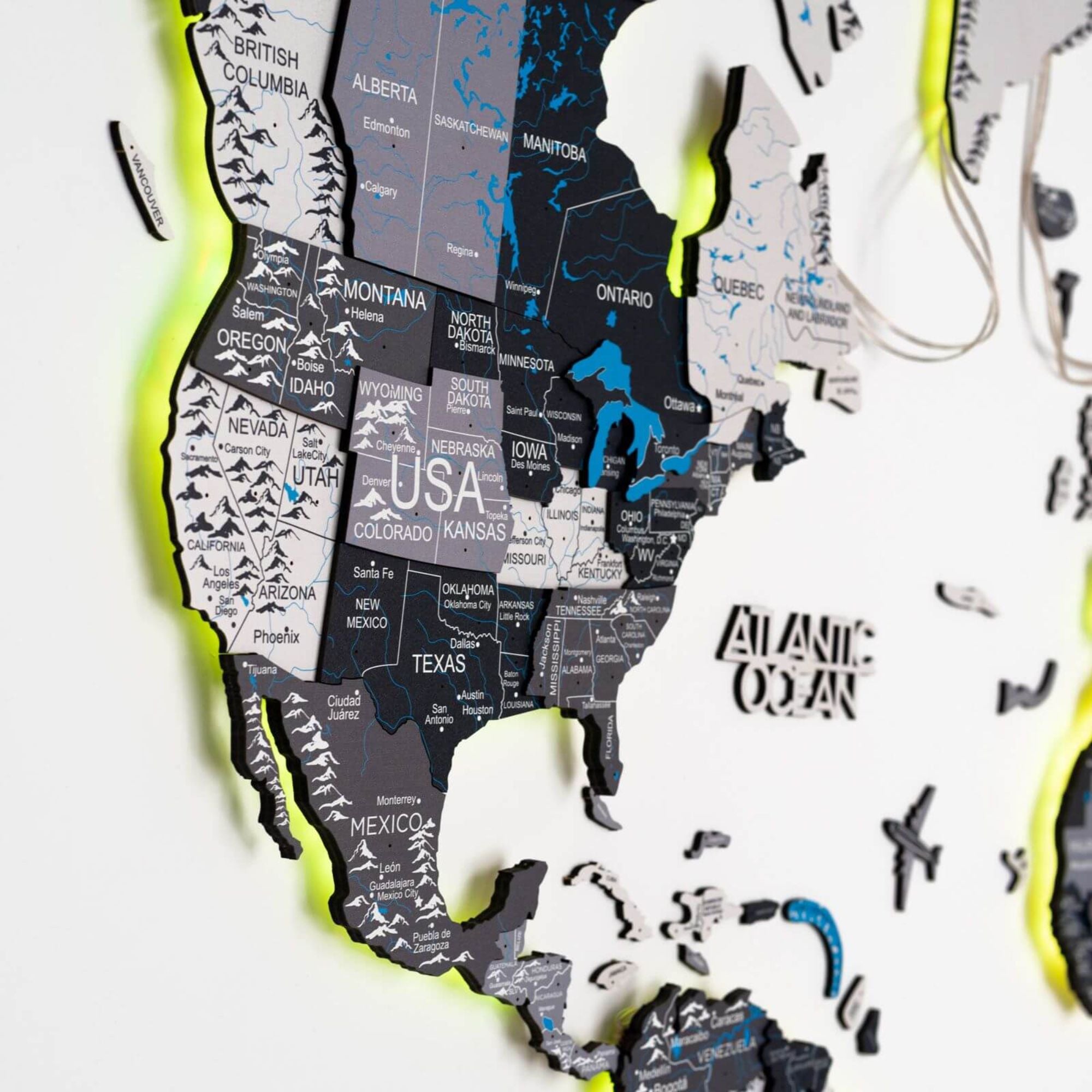 LED Holz Weltkarte Nordik