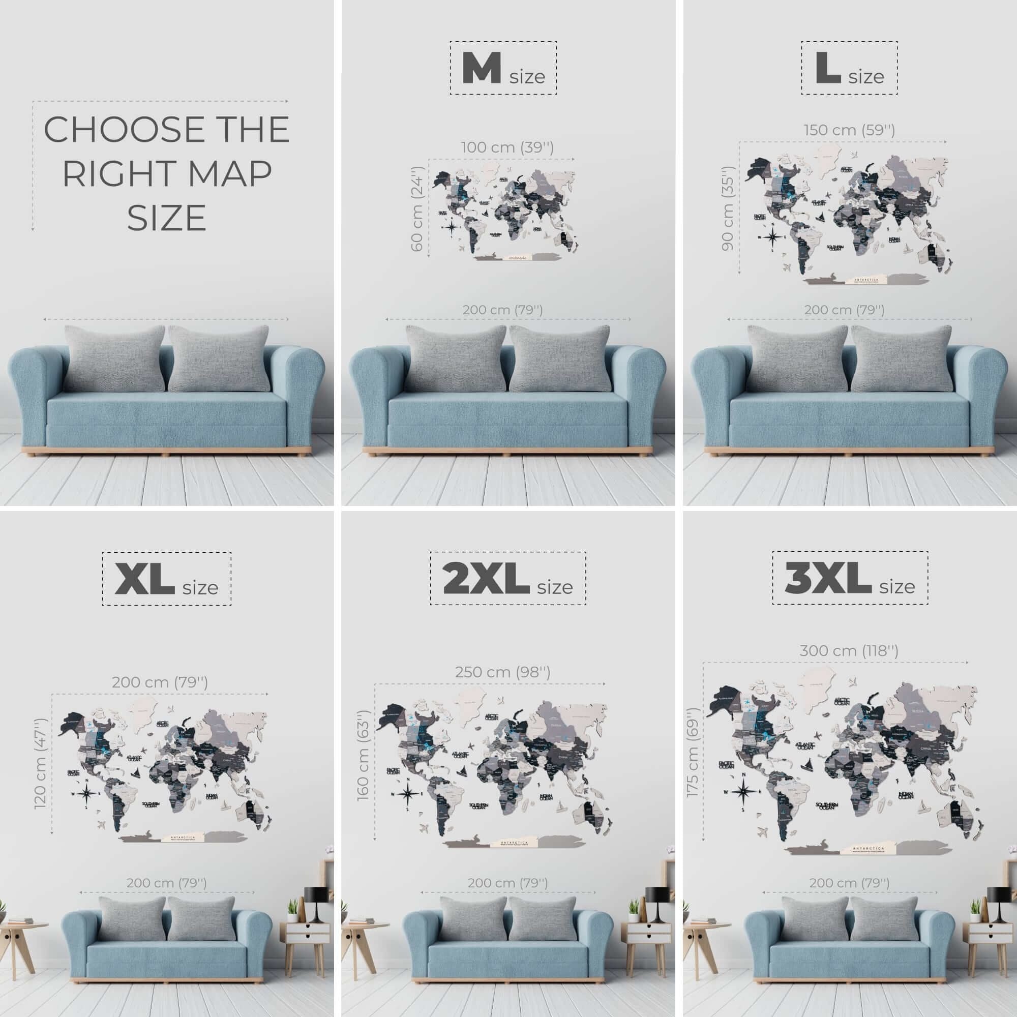 LED Holz Weltkarte Nordik