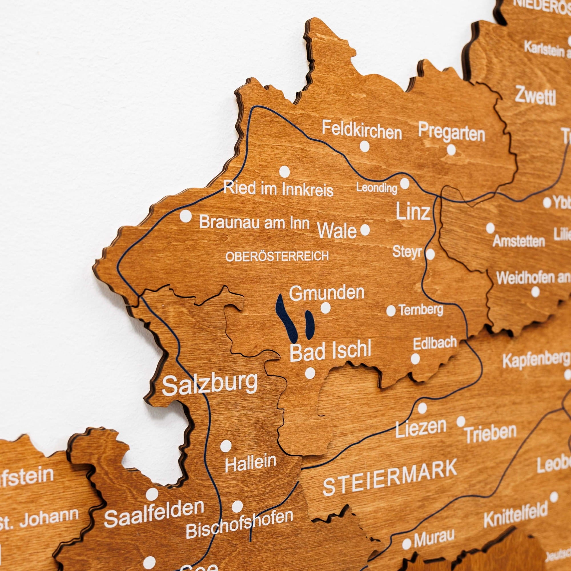 3D Austria Wooden Map Oak