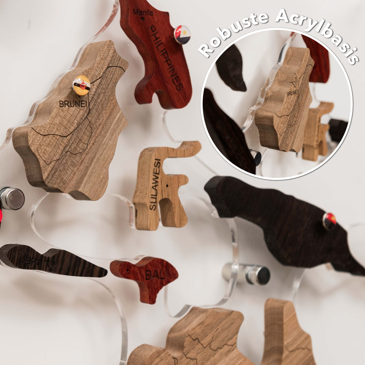 3D Massivholz-Weltkarte