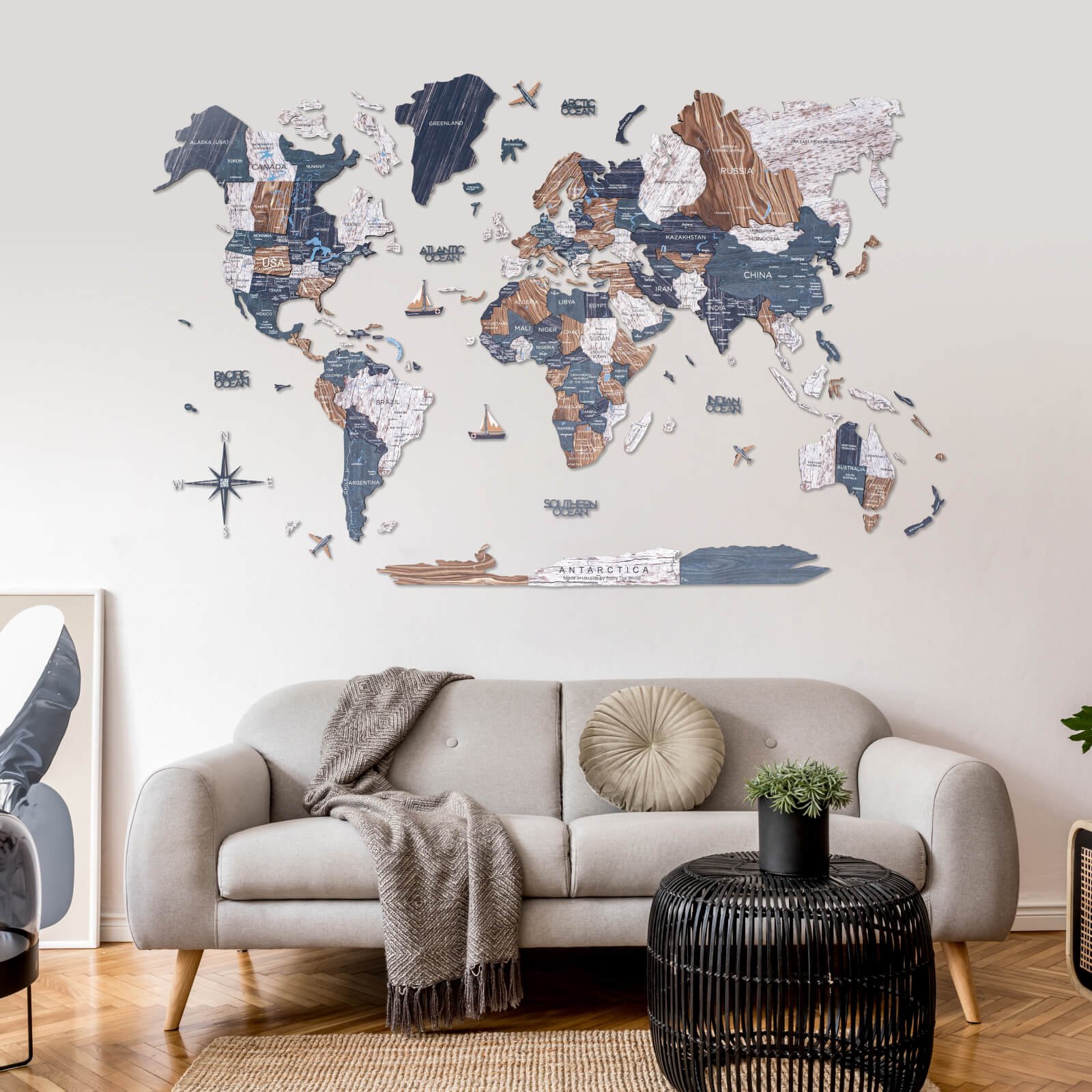 3D Holz Weltkarte Mystery