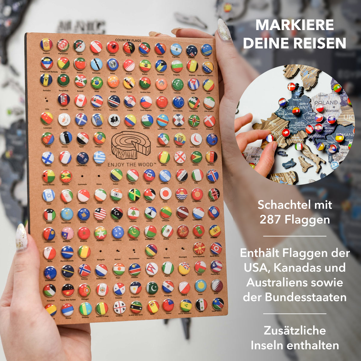 Weltkarte aus Holz Mystery