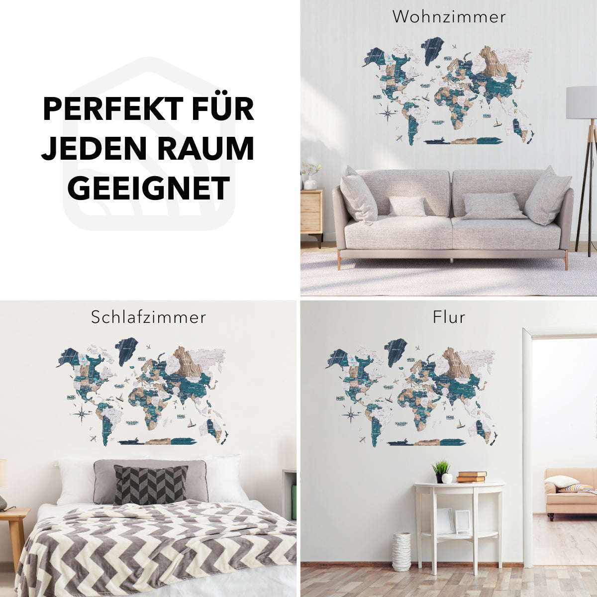 Weltkarte aus Holz Mystery