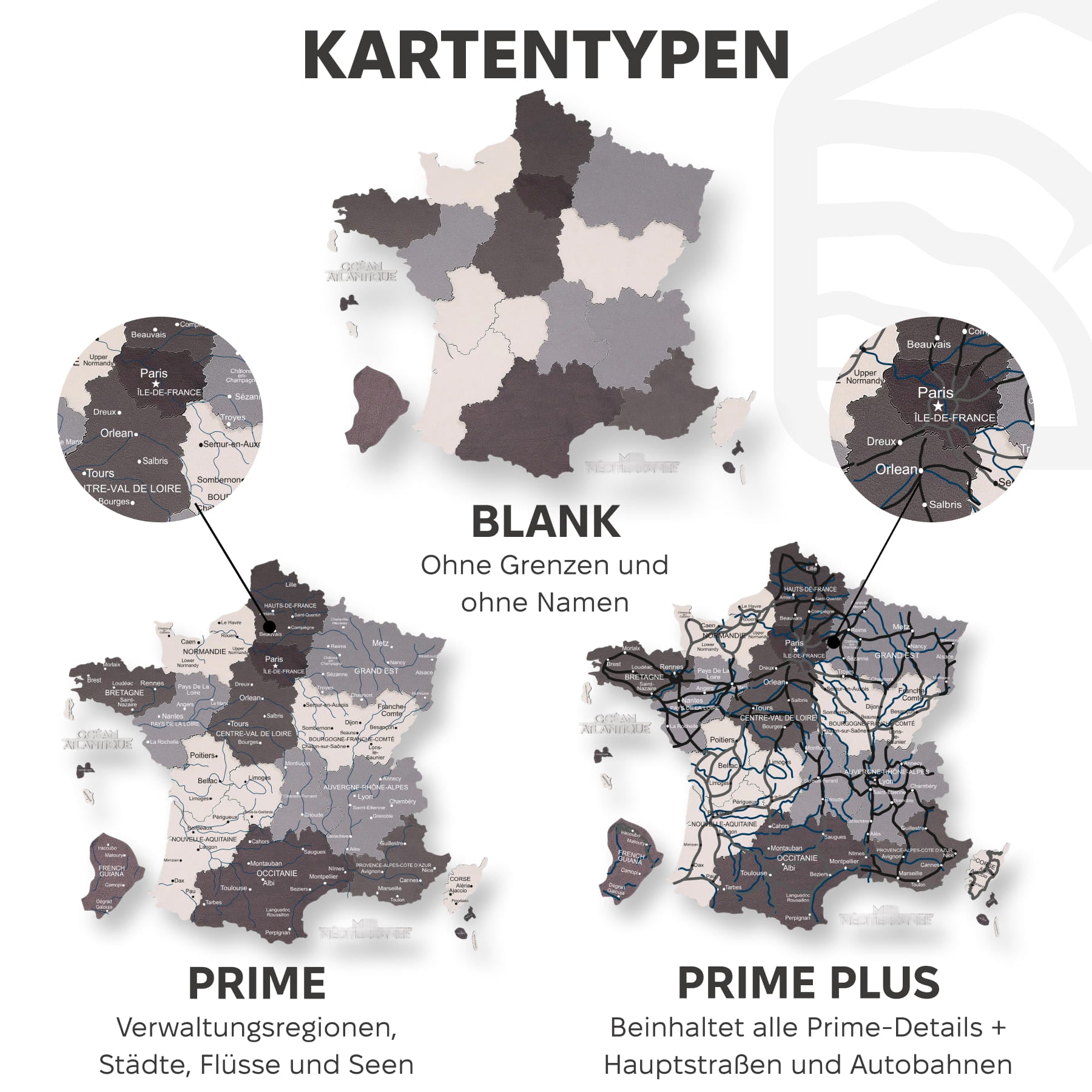 Holzkarte Frankreich – Nordik