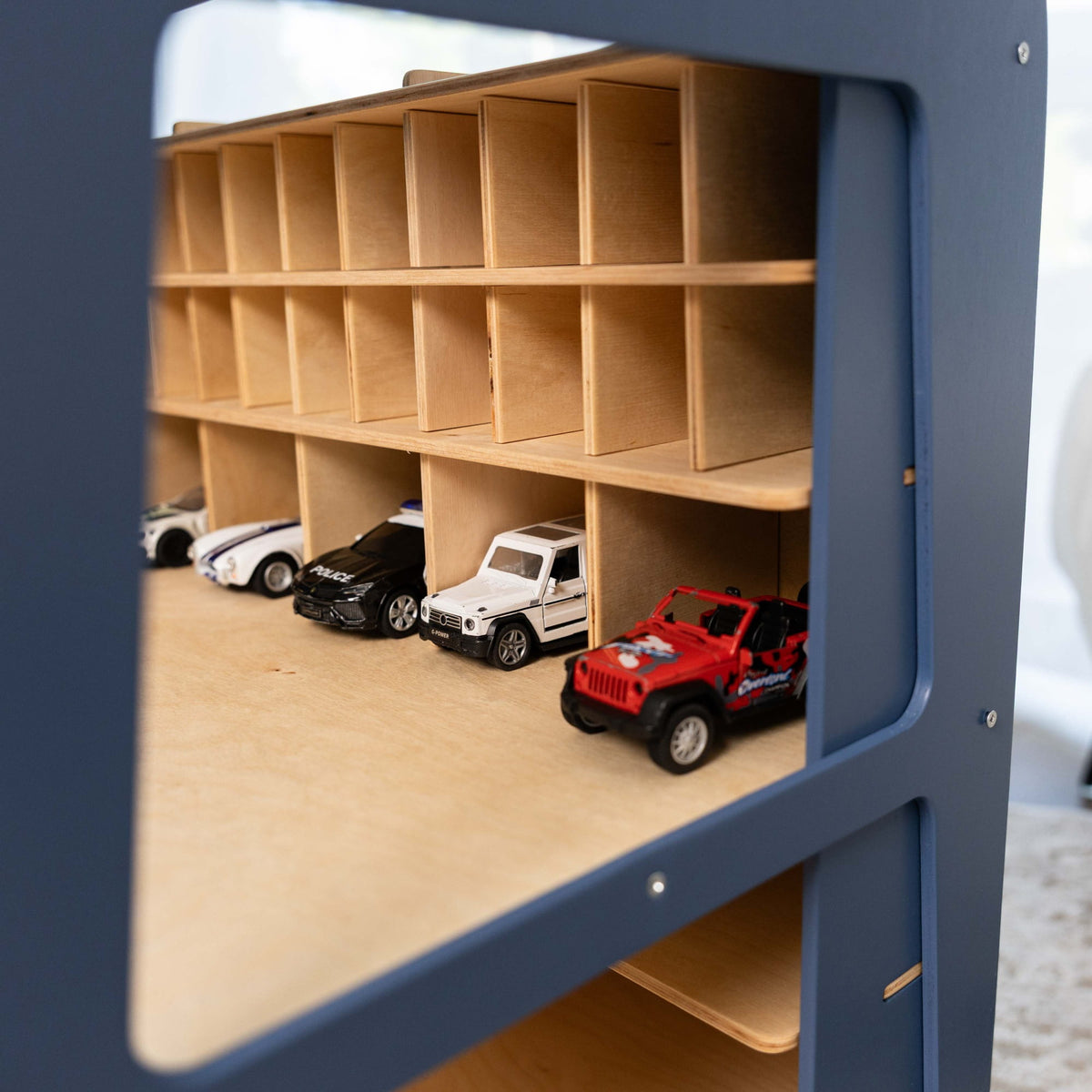 Holz-Parkgarage für Kinder - Navyblau