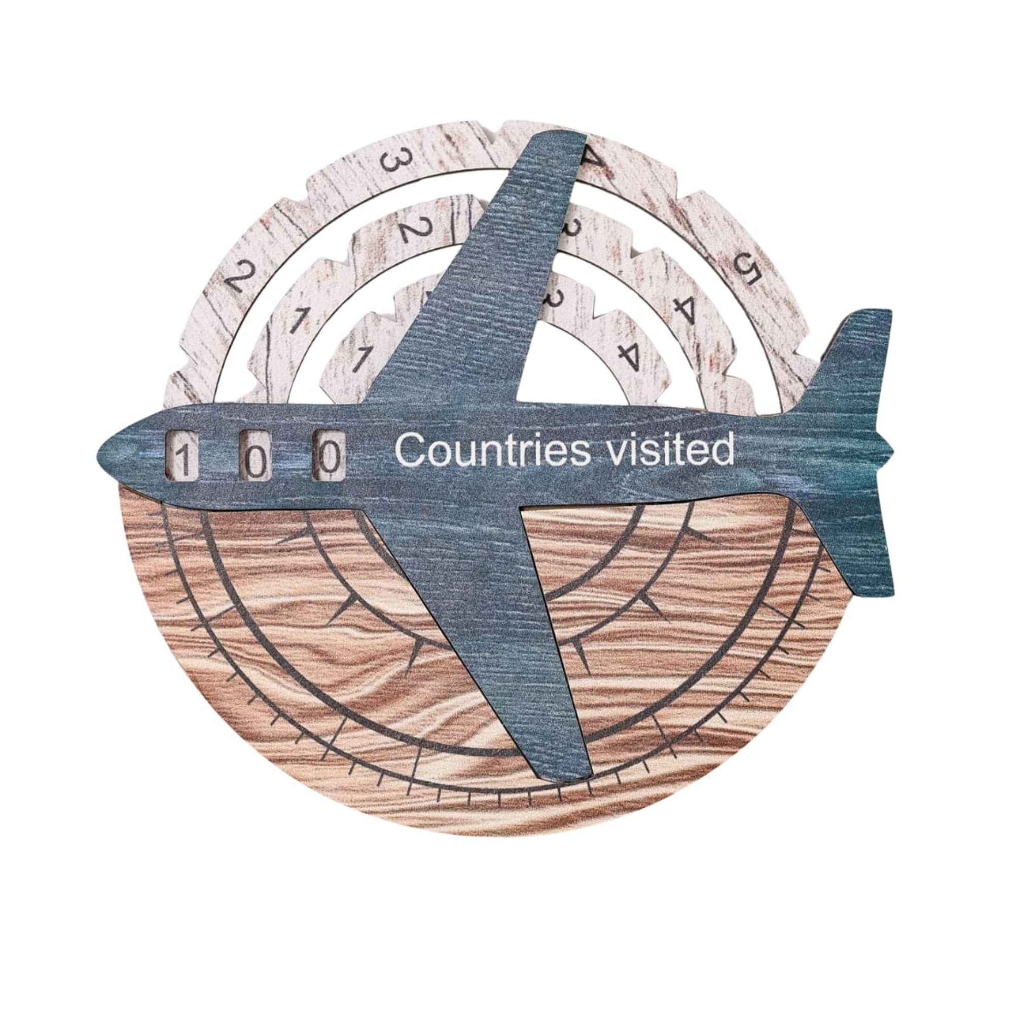 Reisetracker 3D Weltkarte aus Holz