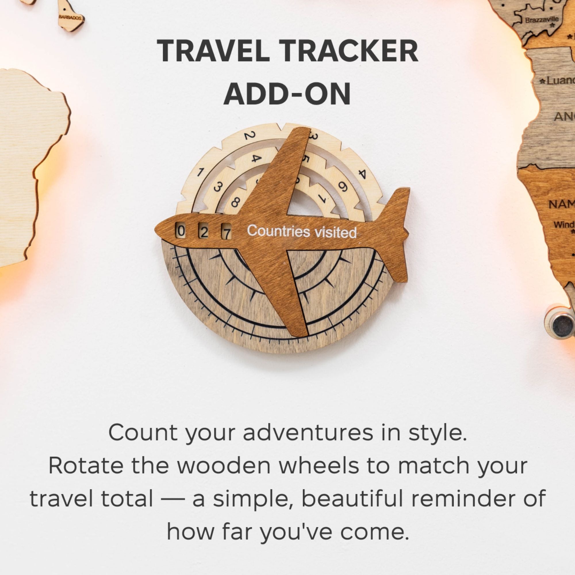 Reisetracker 3D Weltkarte aus Holz