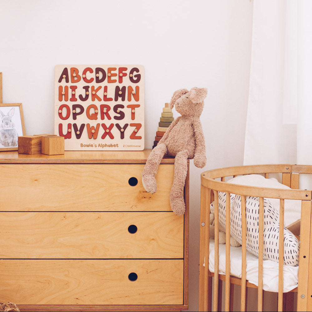 alphabet puzzle on wood