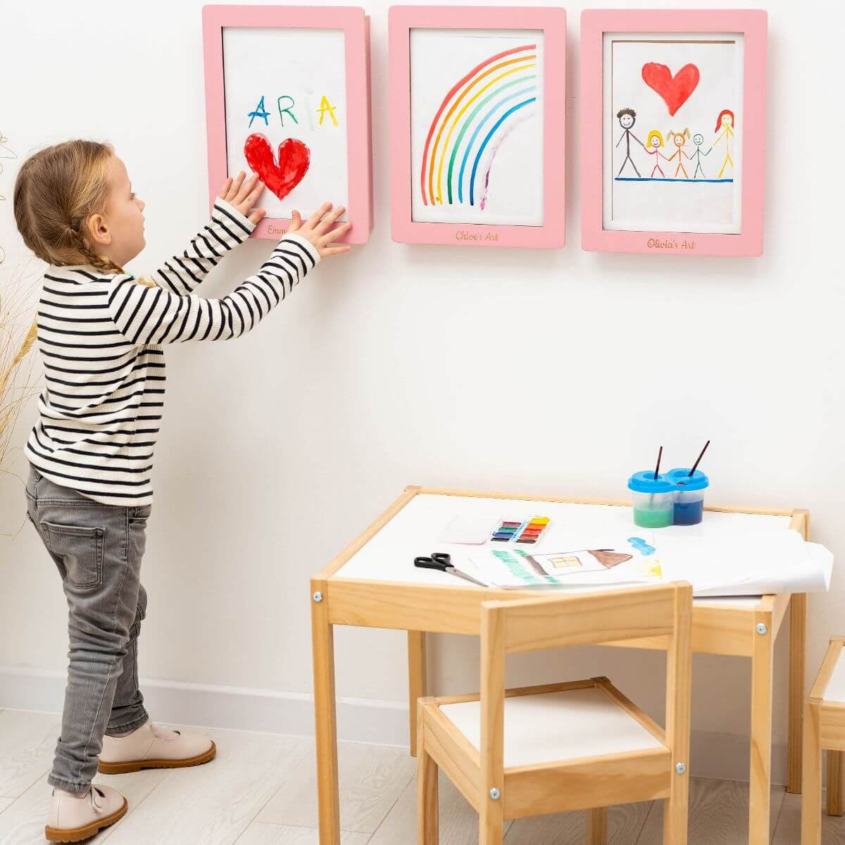 easy change picture frames pink without glass safe for kids
