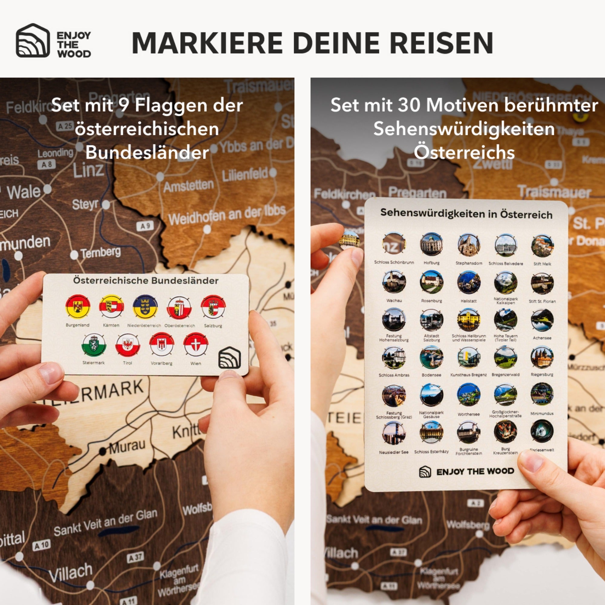 3D Österreich Holzkarte Multicolor