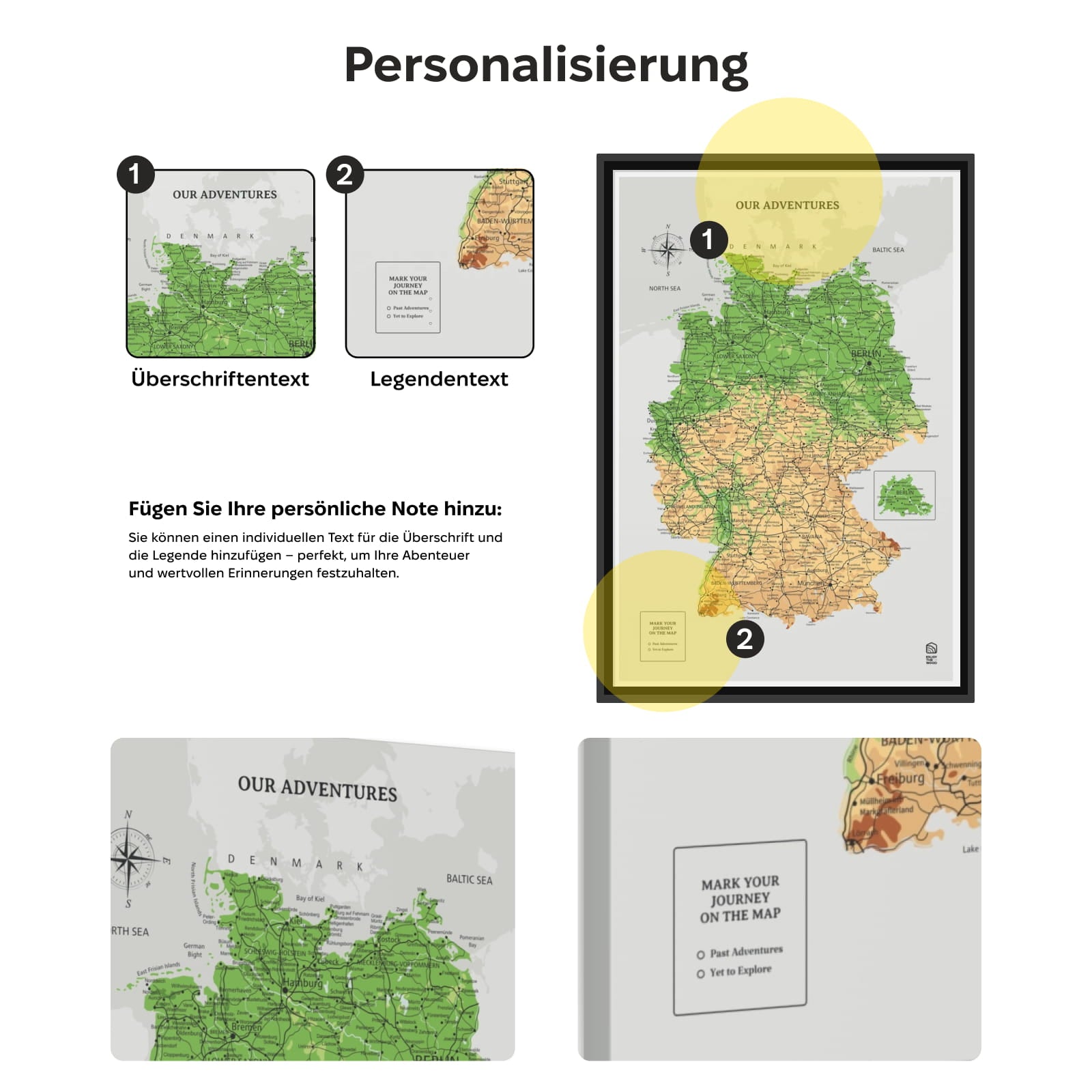 Wooden map of Germany on canvas - Physical