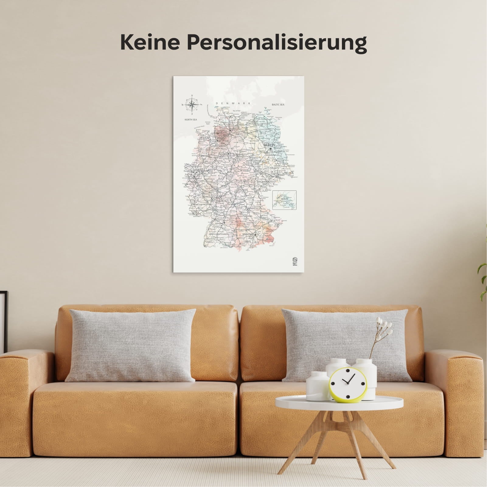 Wooden map of Germany on canvas - Colorful