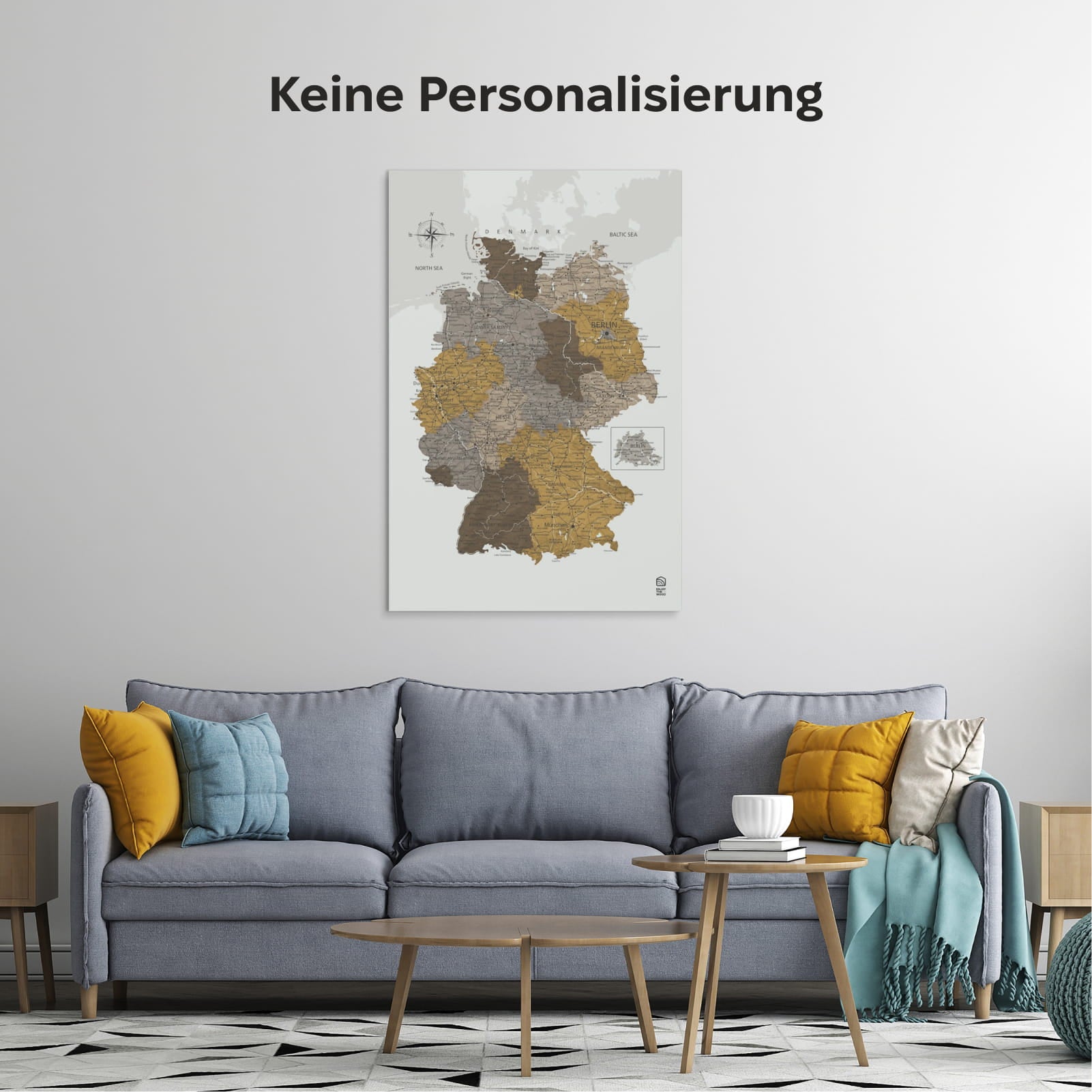 Wooden Map of Germany on Canvas - Desert
