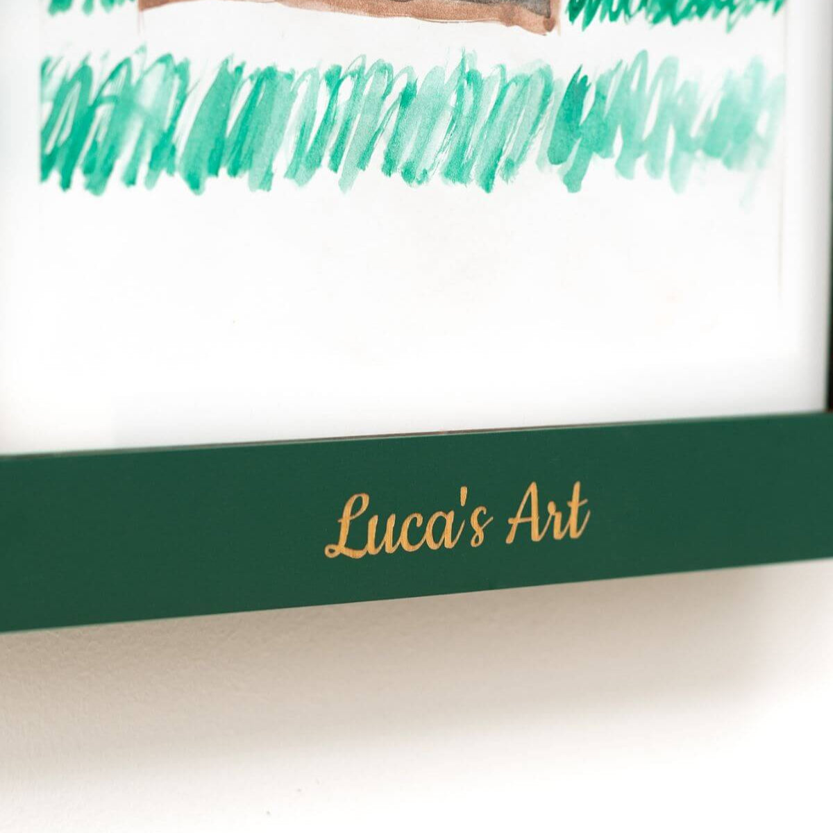 child artwork display frame green color