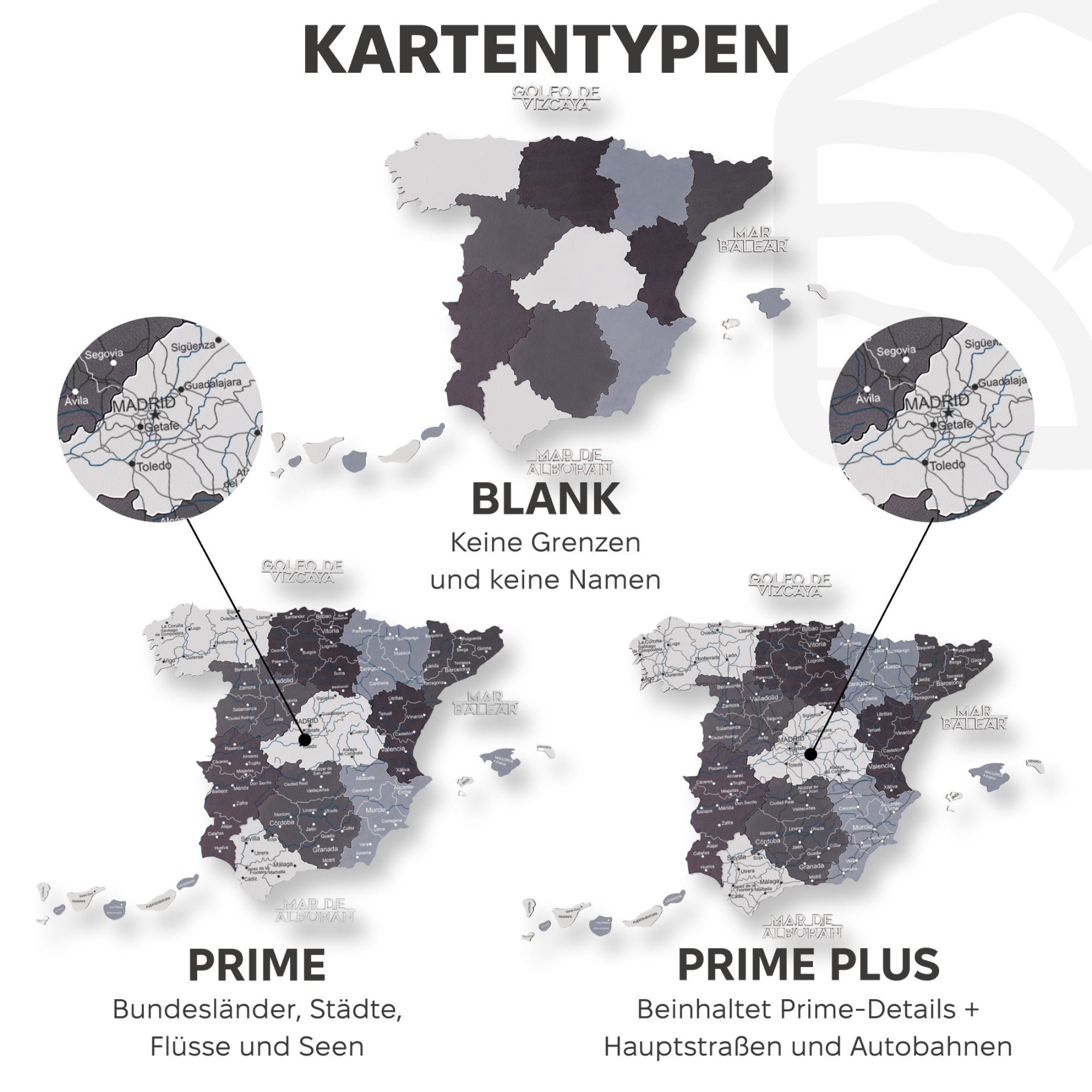 3D Spanienkarte aus Holz – Nordik