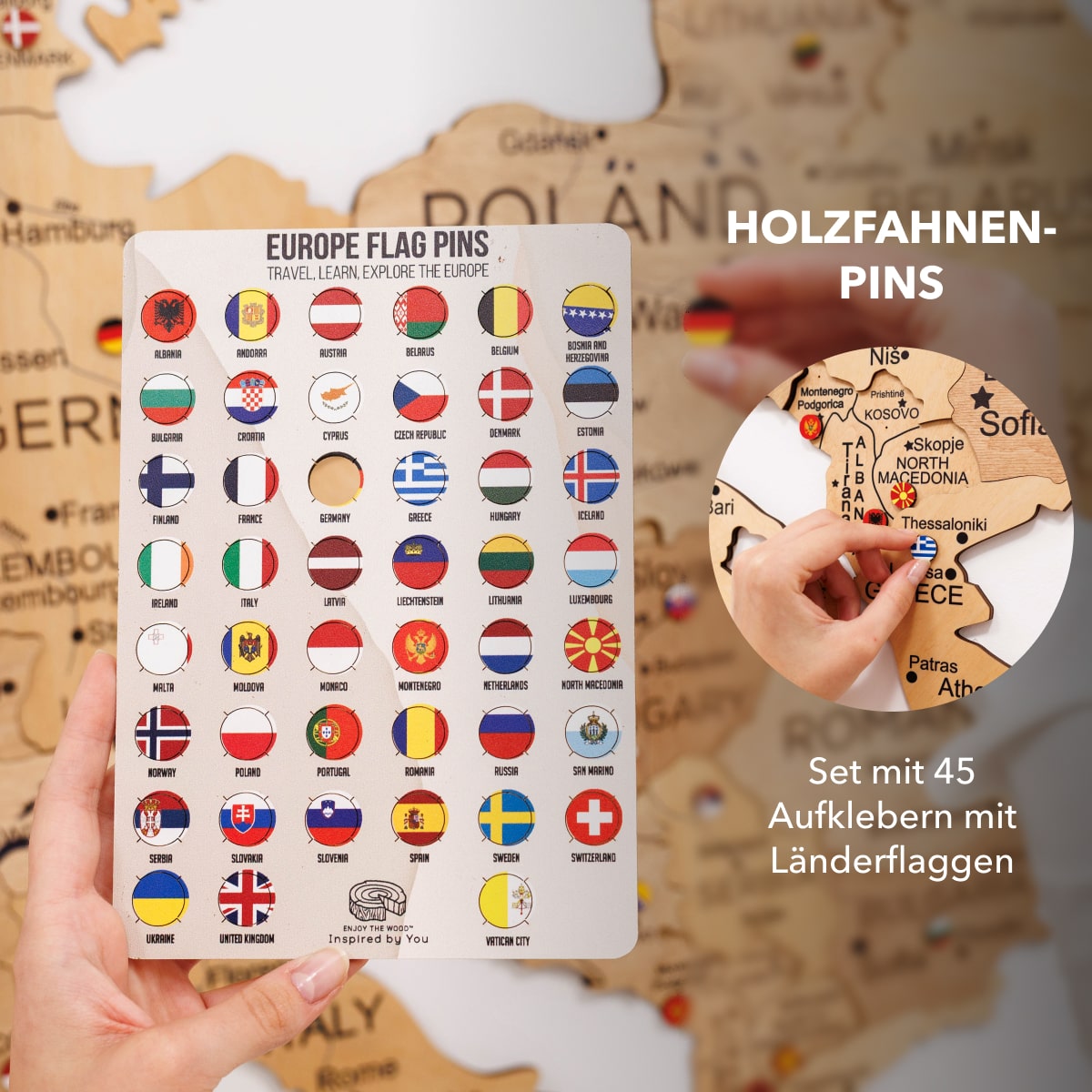 Europa Holzkarte Gold