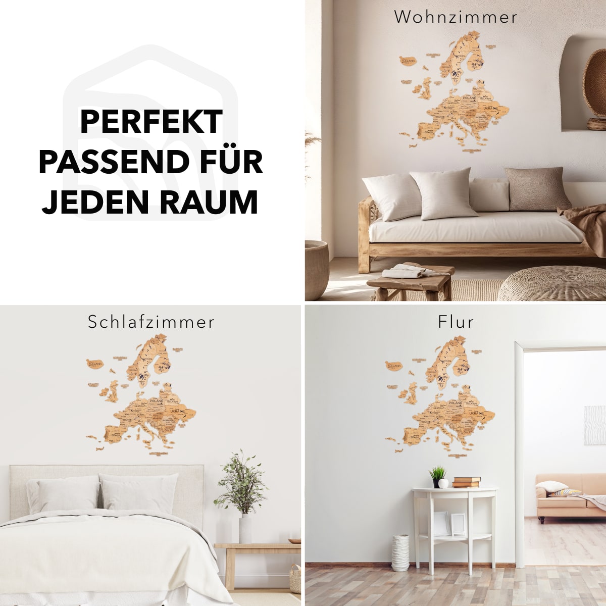 Europa Holzkarte Gold