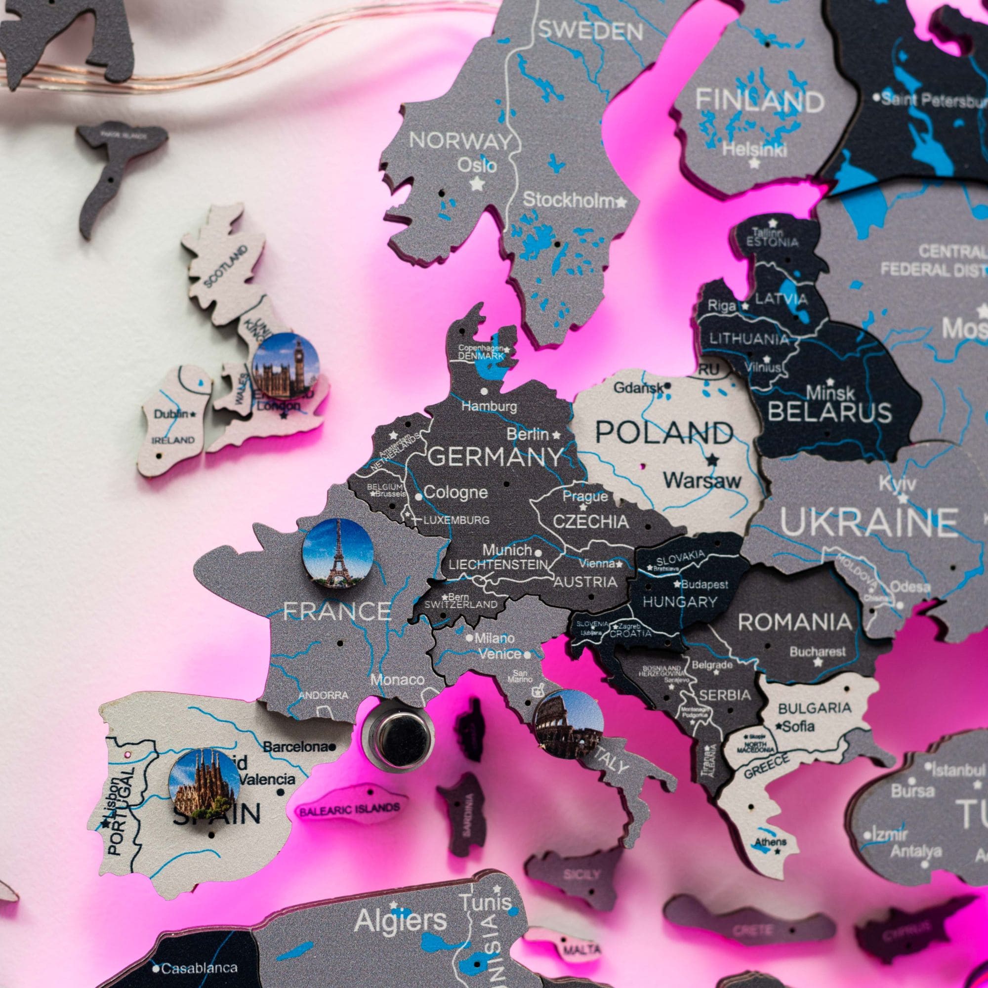 Wooden Landmarks Push Pins