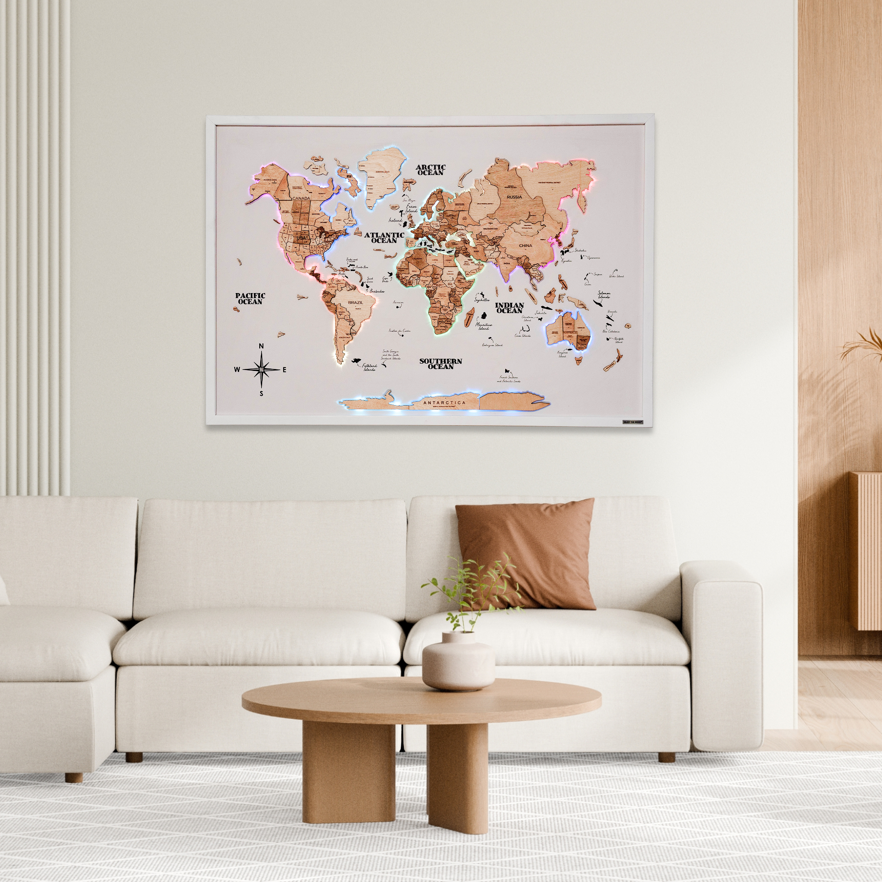 Weltkarte auf Platte LED 2.0 – Gold