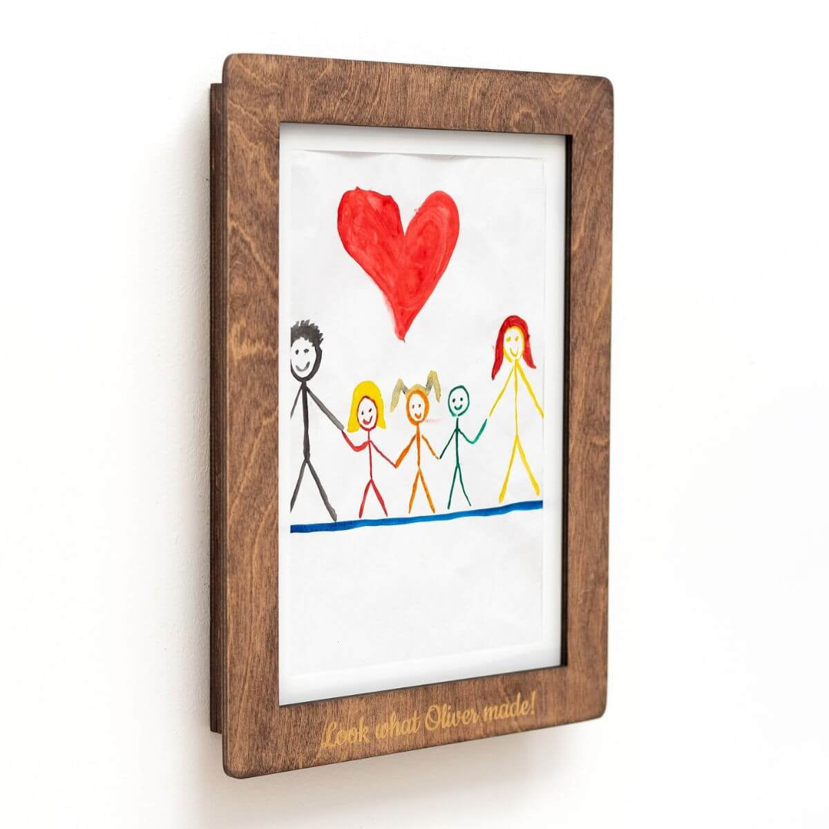 kids artwork display frame from wood dark walnut a3/a4