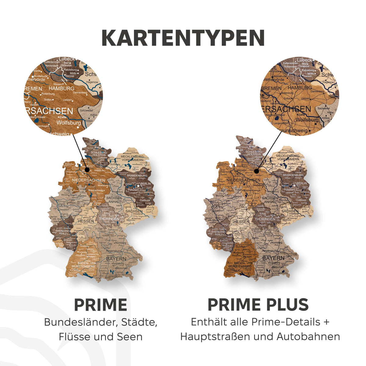 3D Holzkarte Deutschland mit LED