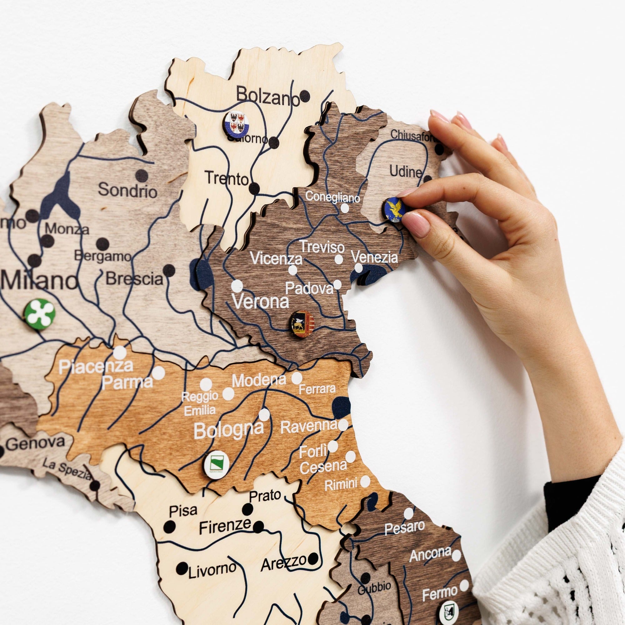 3D Italienkarte aus Holz – Multicolor