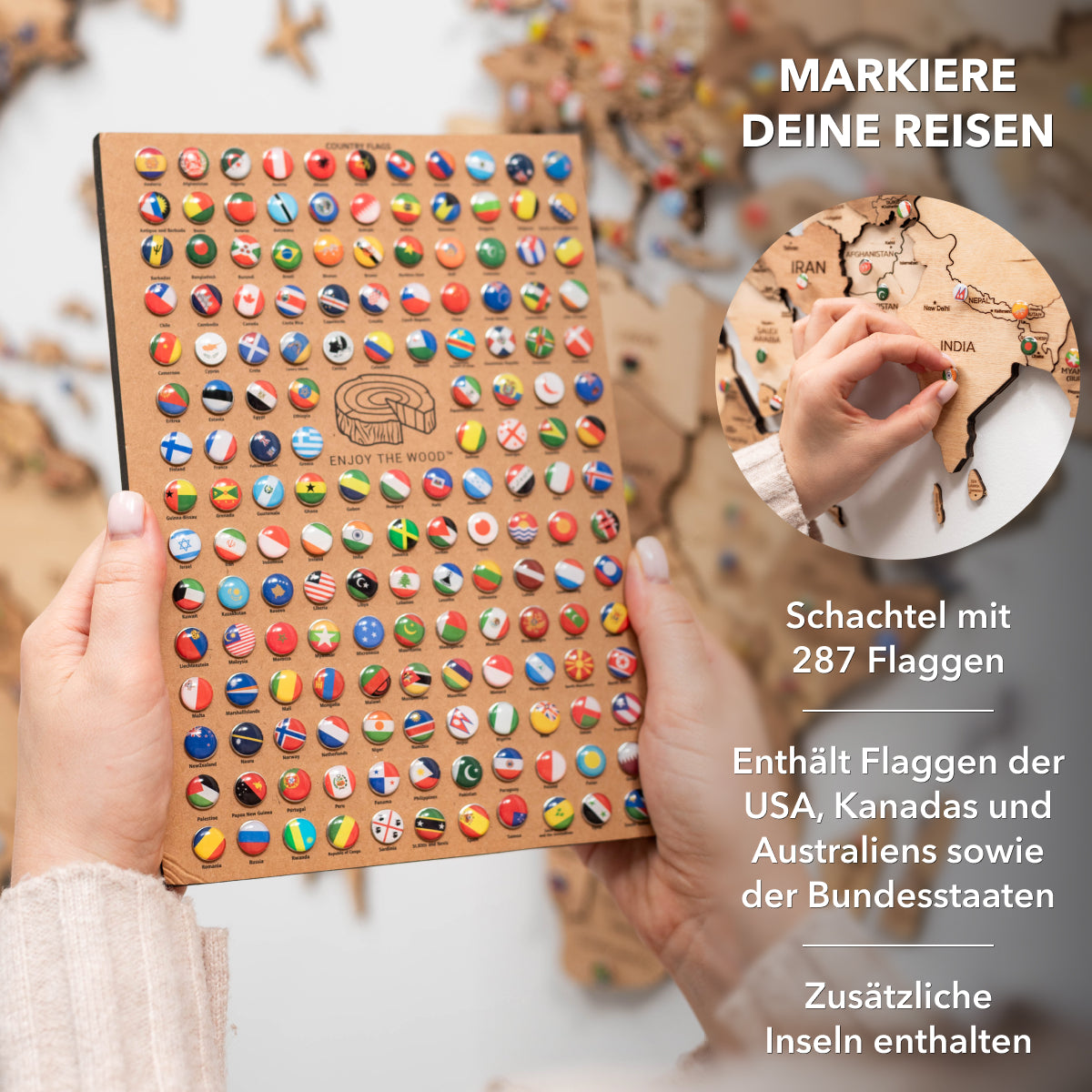 weltkarte aus holz 3d