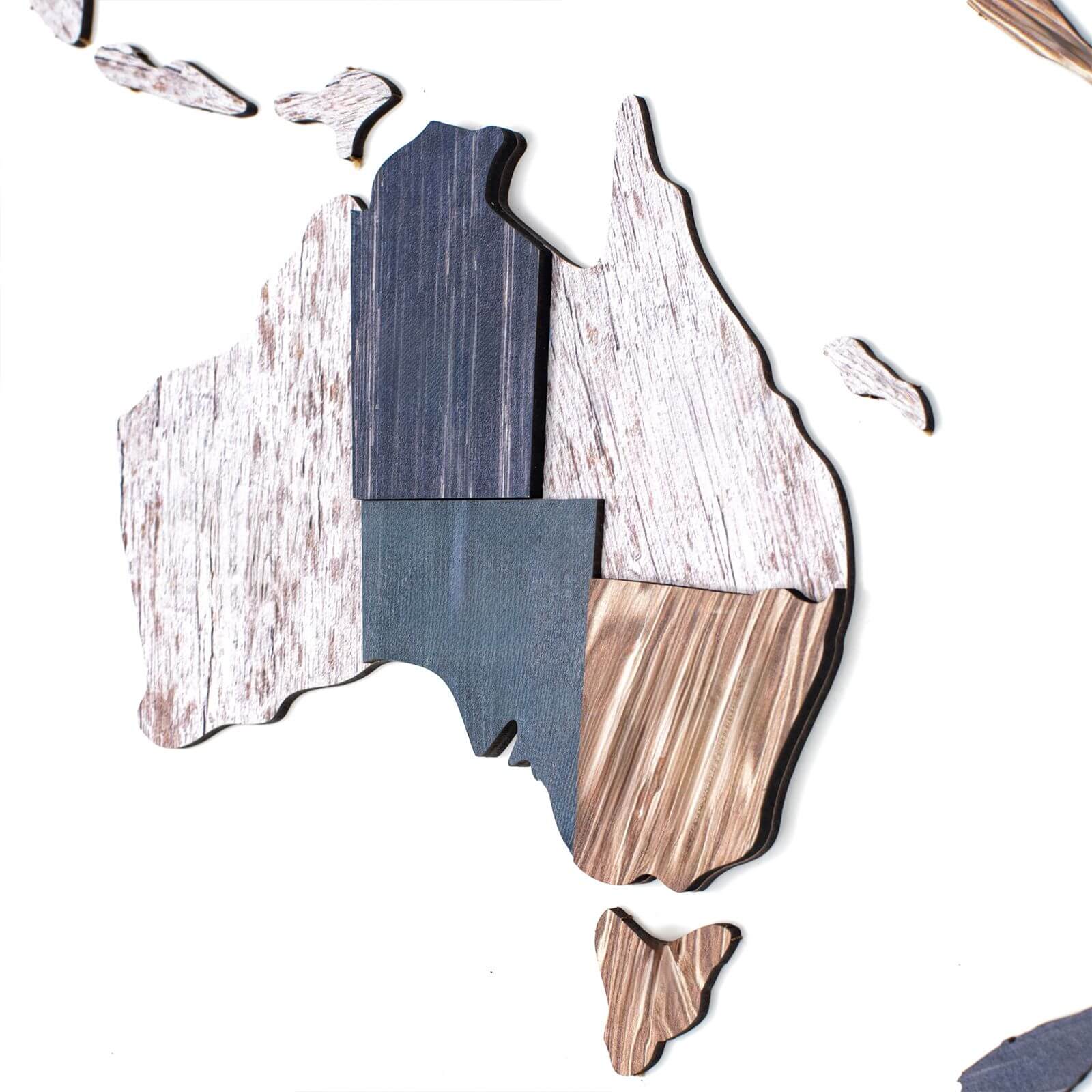 Weltkarte aus Holz Mystery