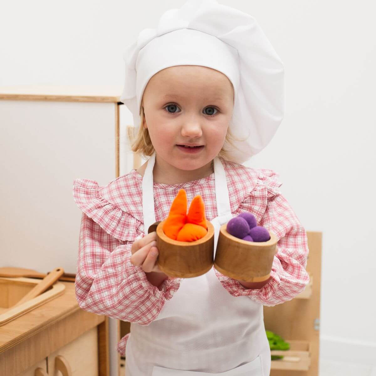 wooden play dishes