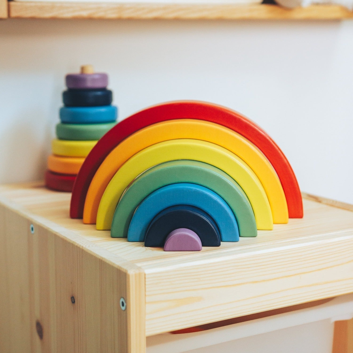 color wooden stacker