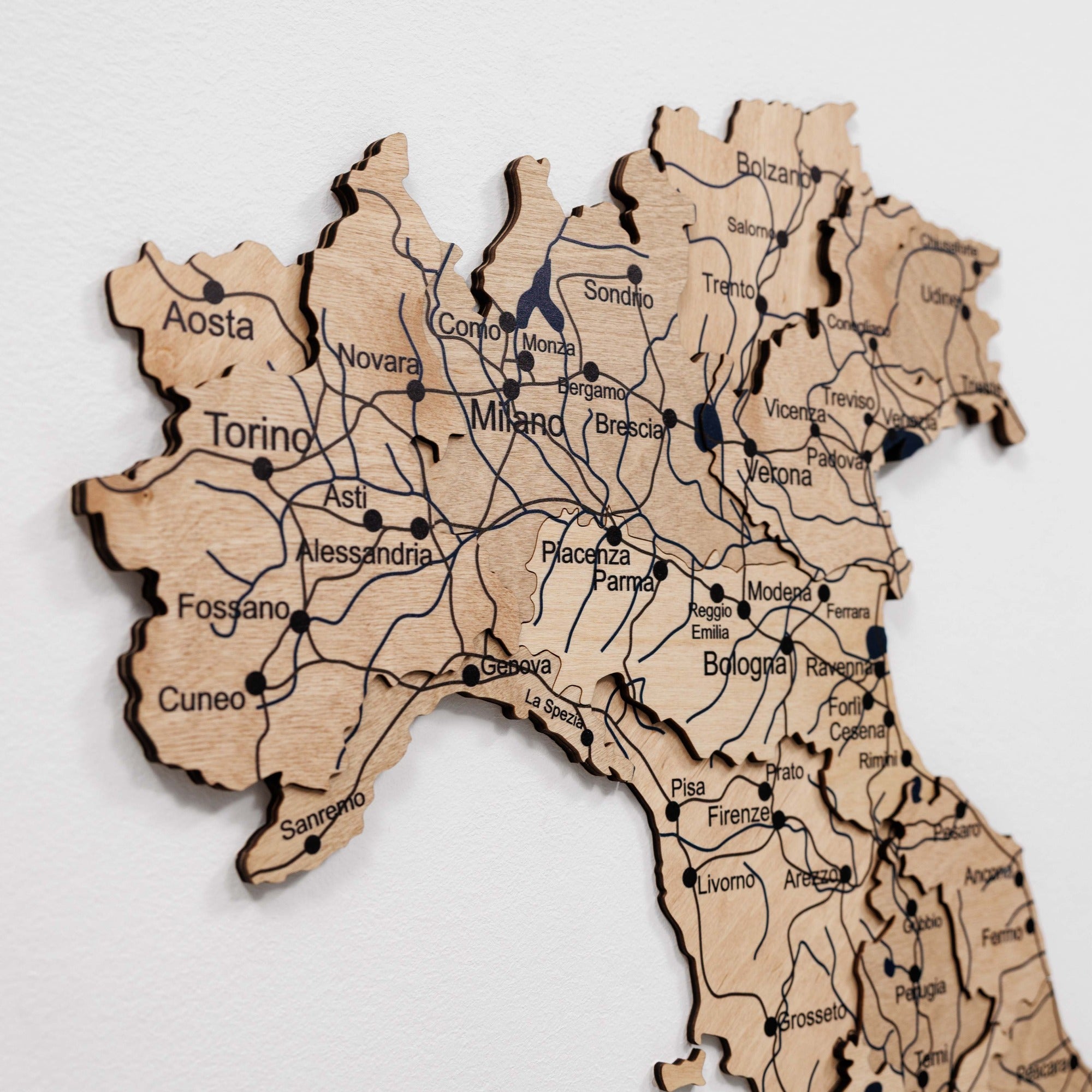 3D Italy Wood Map - Gold